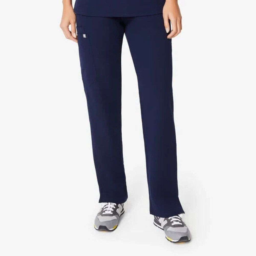 FIGS Women's Blue Yola Skinny Fit Straight Leg Ankle‎ Slit Scrub Pants Size S